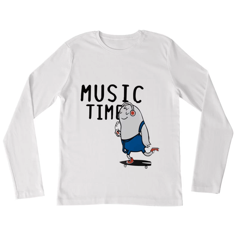 Skateboarder mit Musik genießt die Fahrt Damen Langarm T-Shirt