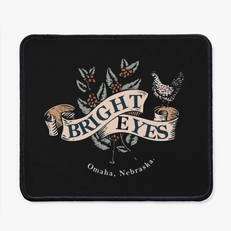 Bright Eyes Vintage Botanical Banner Design from Omaha Mouse Pad