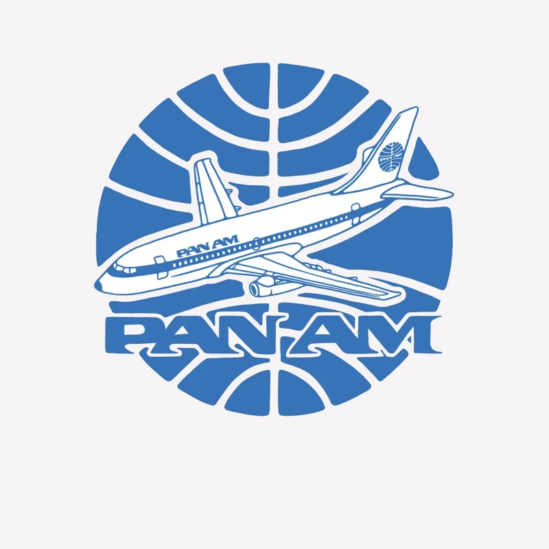 Vintage Pan Am Airlines Blue Globe Logo with Aircraft Design Female T-Shirt