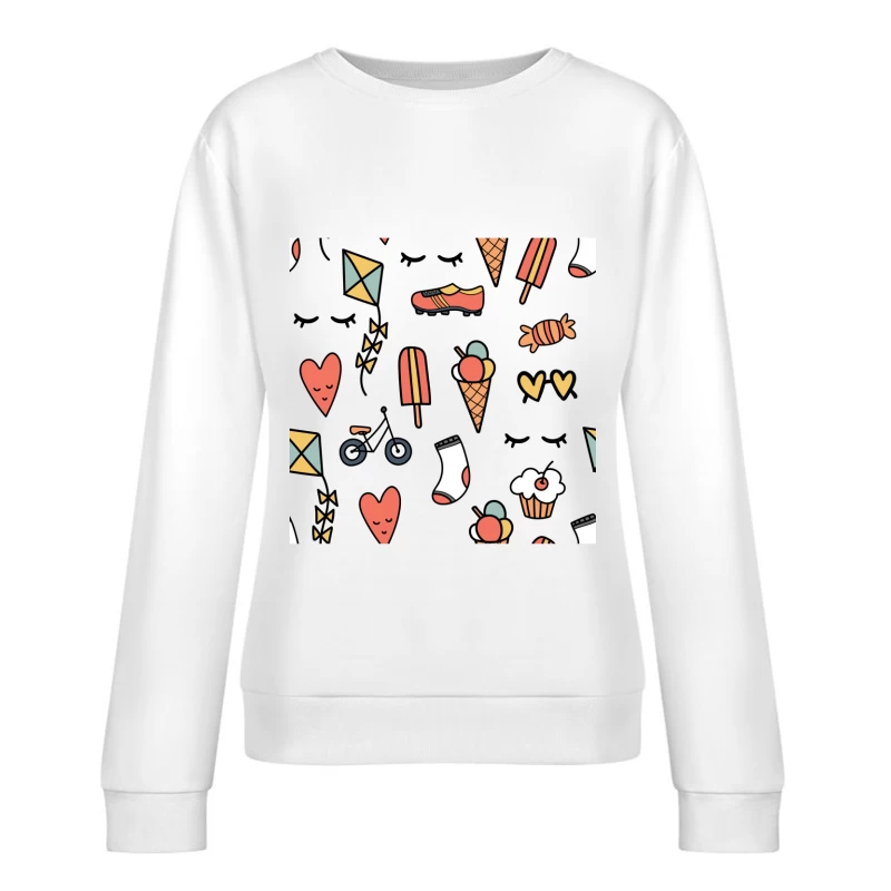 Motifs ludiques colorés sur fond noir Femme Sweat-shirt à enfiler