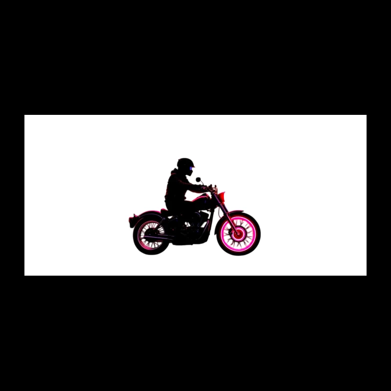 Silhouetted Motorcycle Rider with Neon Red Accents Coffee Mug