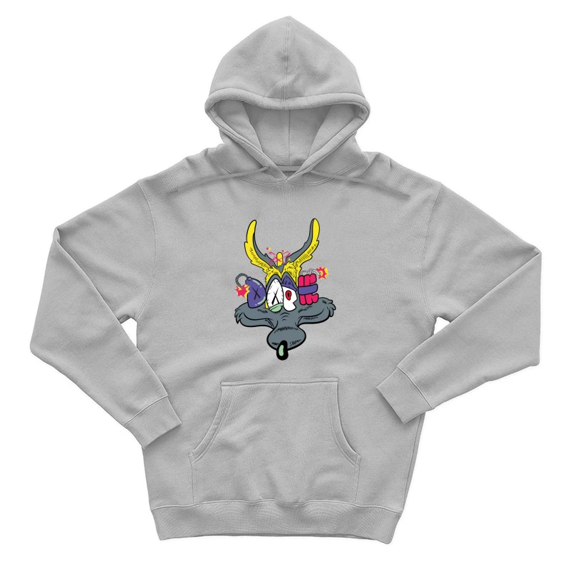 Whimsical Cartoon Creature with Explosive Elements Male Pullover Hoodie