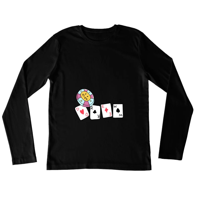 Karten und Chip Grafik Damen Langarm T-Shirt