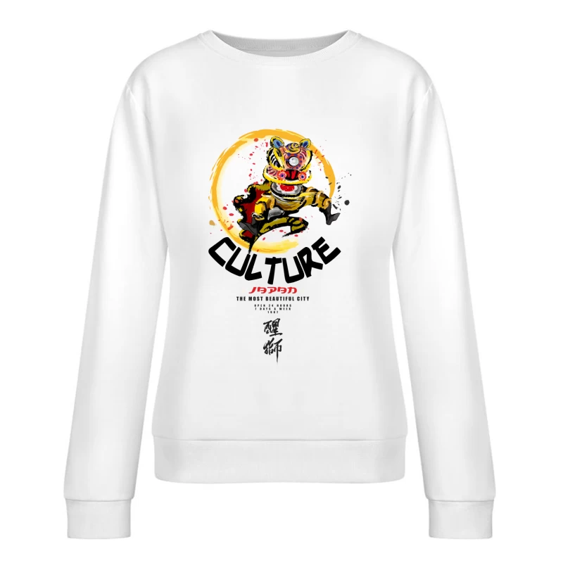 Japanische Kultur mit Löwentanz Damen Pullover Sweatshirt