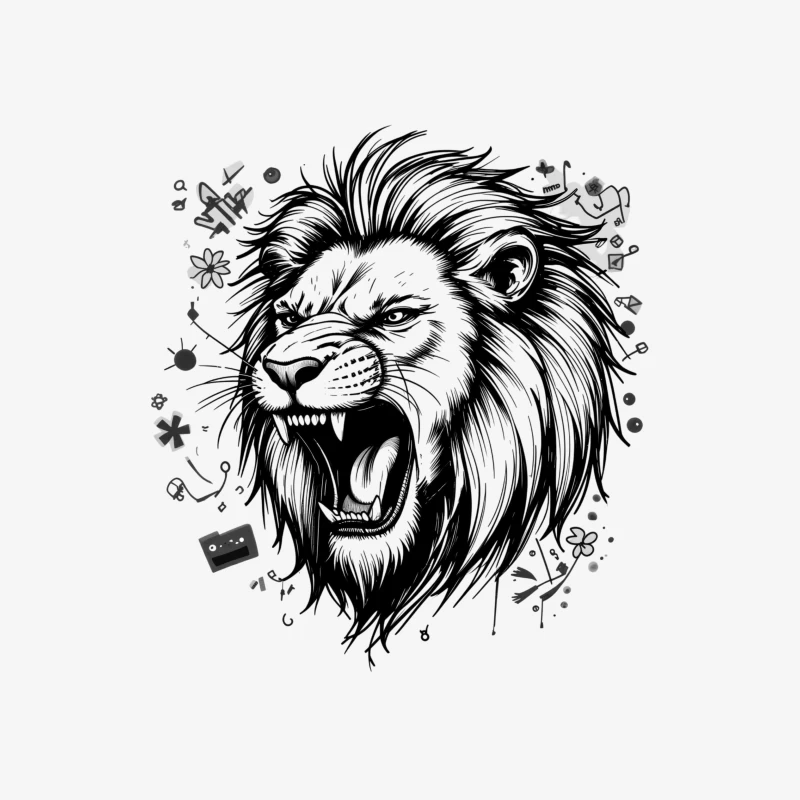 Roaring Lion Illustration Male Pullover Sweatshirt