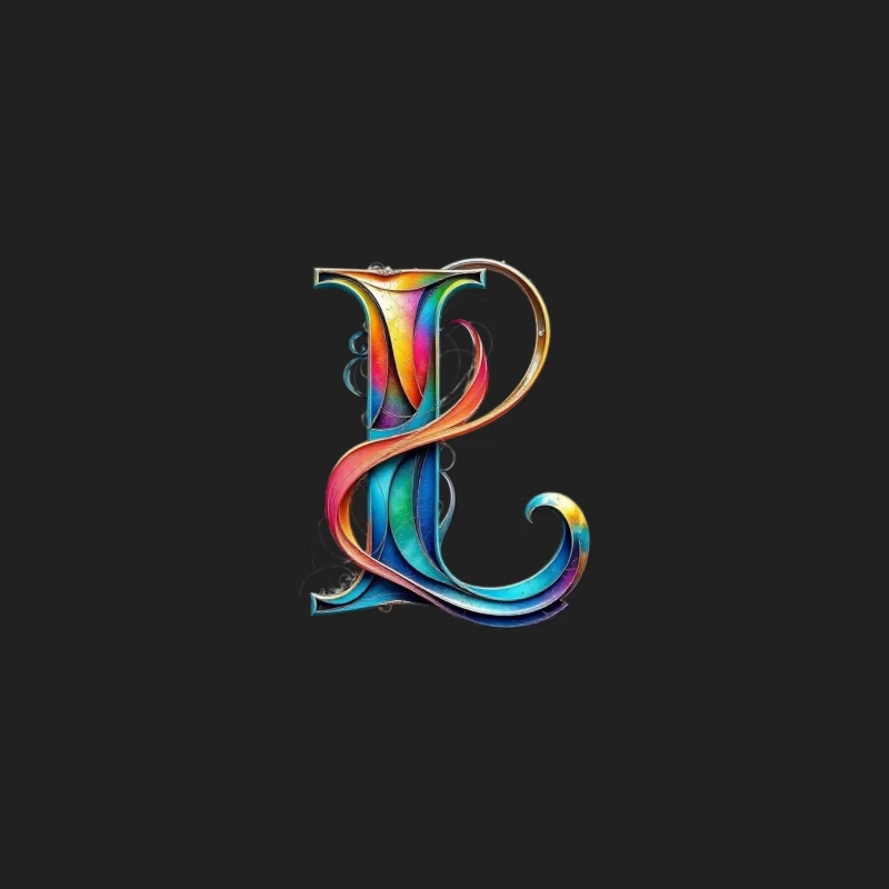 Ornate Rainbow Letter P with Decorative Swirls Bucket Hat