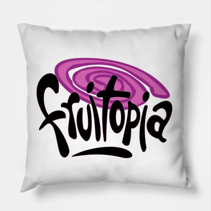 Fruitopia Vintage Beverage Brand Logo with Purple Swirl Design Throw Pillow