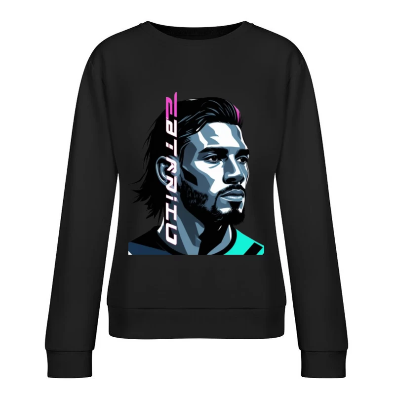 Digital Portrait of an Athlete Female Pullover Sweatshirt