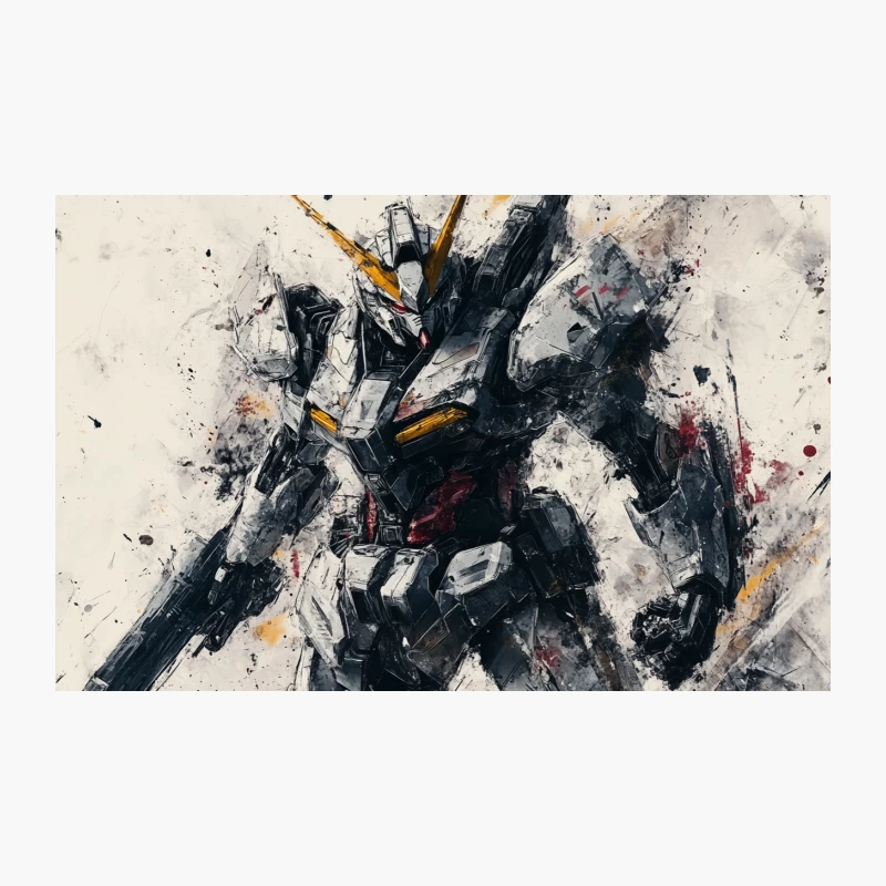 Abstract Mecha Robot Painting Inspired by Gundam Anime Travel Mug