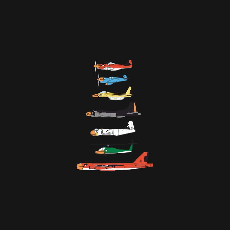 Illustrated Collection of Various Aircraft Types Desk Mat