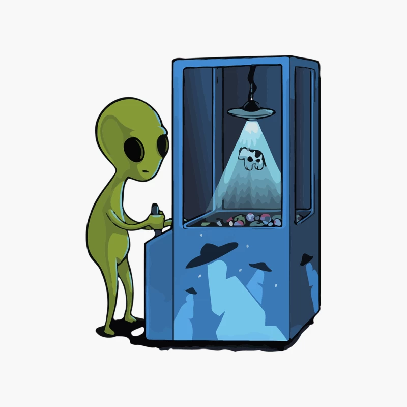 Alien's Cosmic Claw Machine: UFO Abduction Parody Cotton Tote Bag