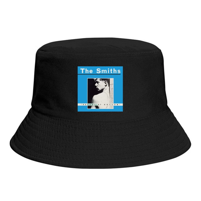 The Smiths "Hatful of Hollow" Album Cover with Black and White Portrait on Blue Background Bucket Hat