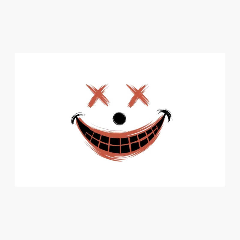 Creepy Cartoon Face with Red Eyes and Sinister Smile Travel Mug