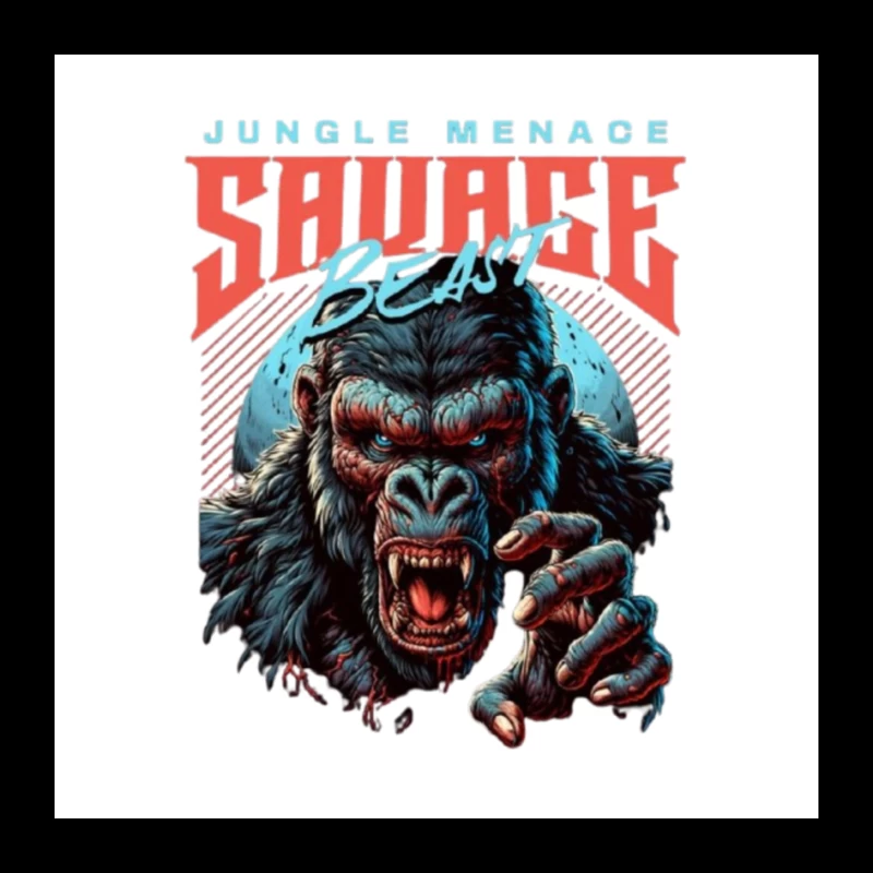 Savage Jungle Gorilla Monster Retro Art Design Pin