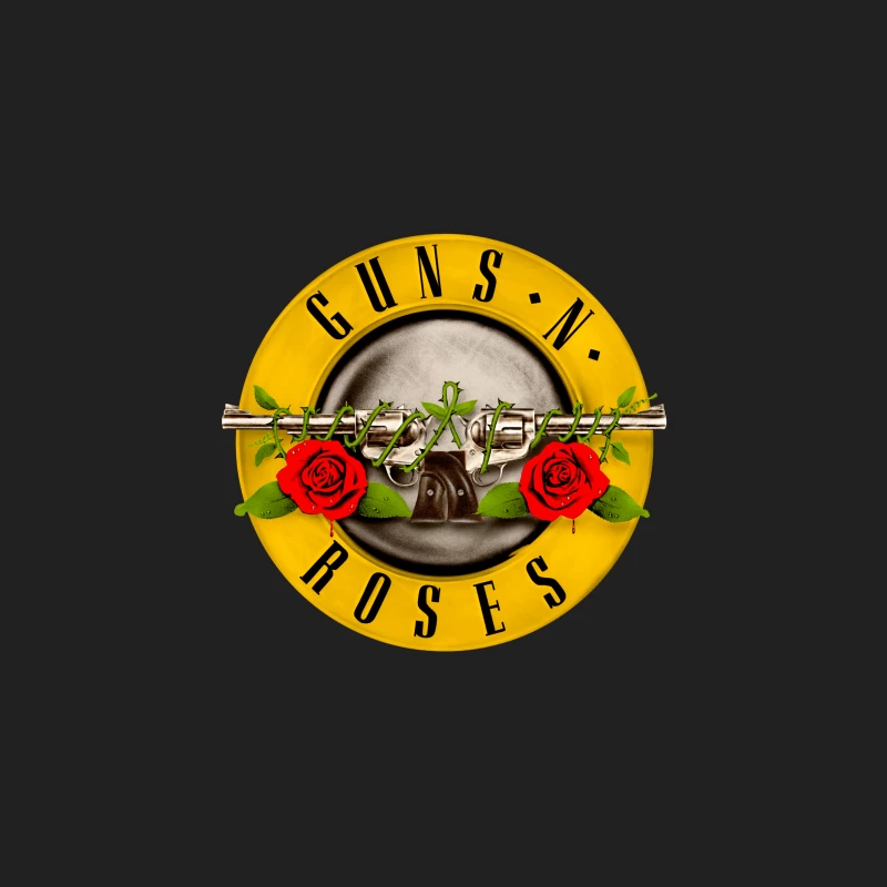 Guns N' Roses Classic Rock Band Logo with Pistols and Roses Bucket Hat