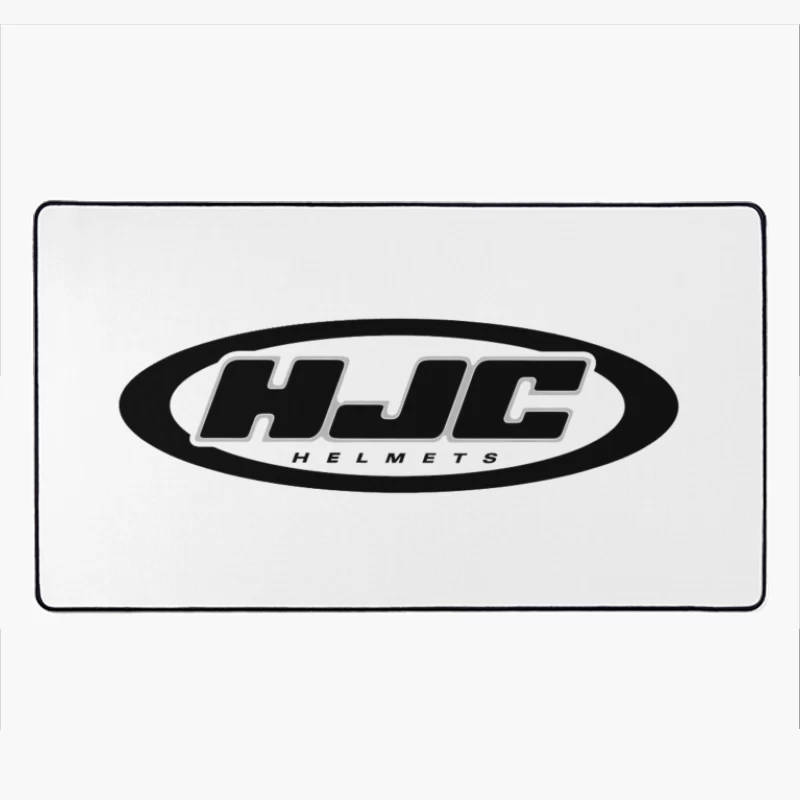 HJC Helmets Motorcycle Brand Logo in Black and White Desk Mat