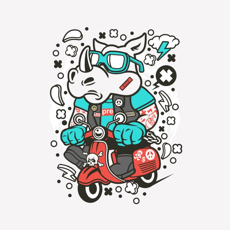 Rhinocéros Motard sur Scooter Femme T-Shirt