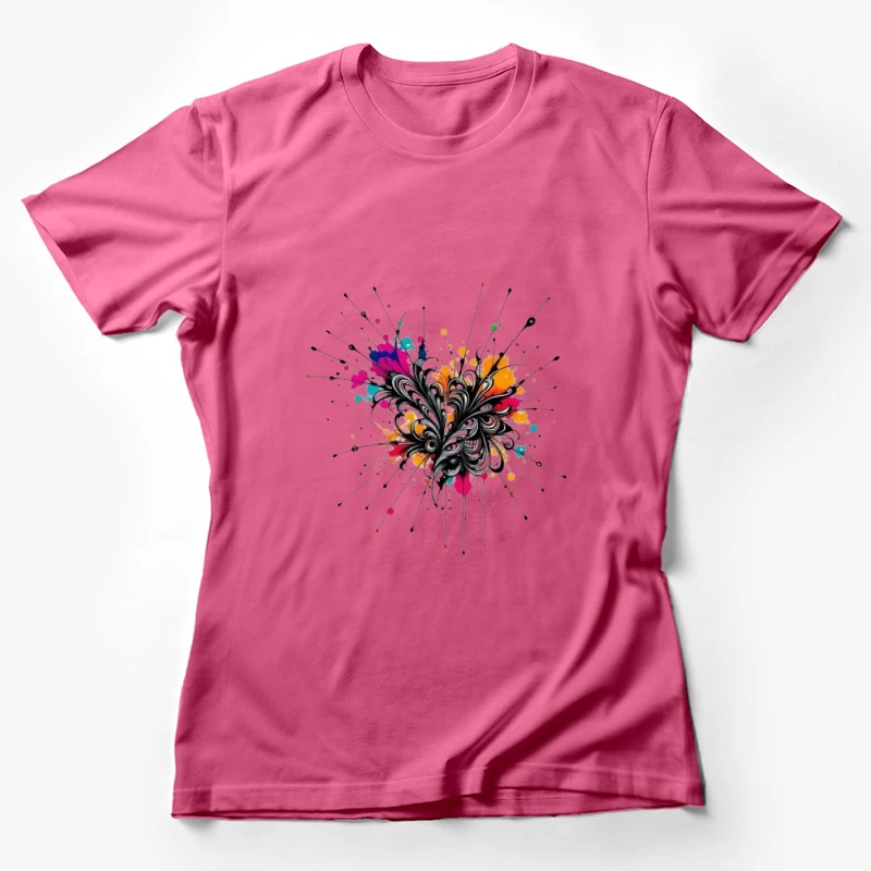 Colorful Abstract Floral Art Illustration Female T-Shirt