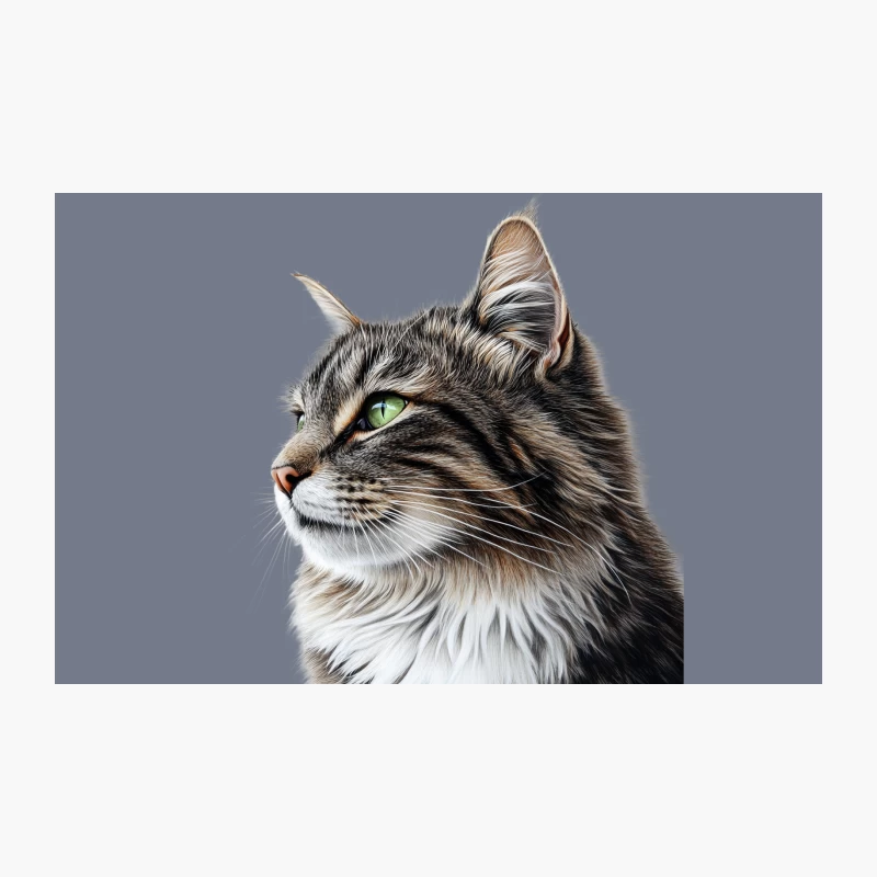 Majestic Feline Portrait: Tabby Cat with Striking Green Eyes Travel Mug