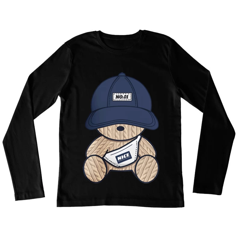 Süßer Teddy mit Hut und Tasche Damen Langarm T-Shirt