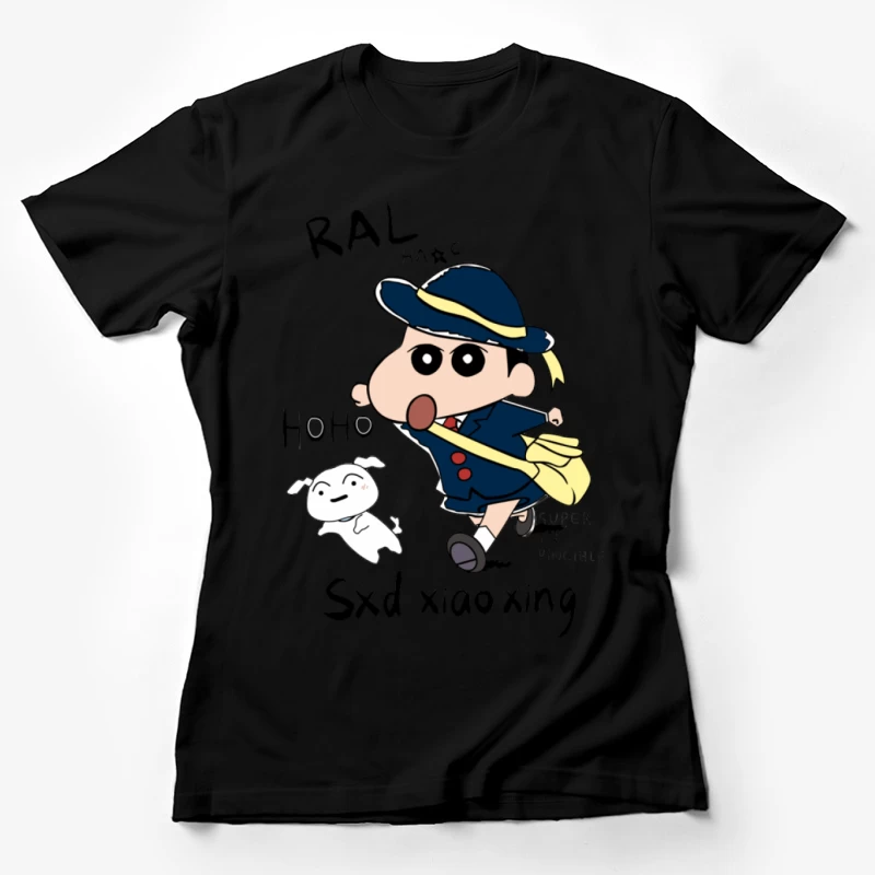Lustiger Comic-Charakter mit Hund Damen T-Shirt