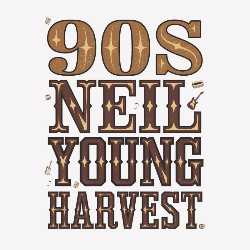 90s Neil Young Harvest: Retro Musical Typography Male T-Shirt