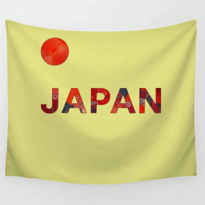 Minimalist Japanese Flag Design with Typography Tapestry