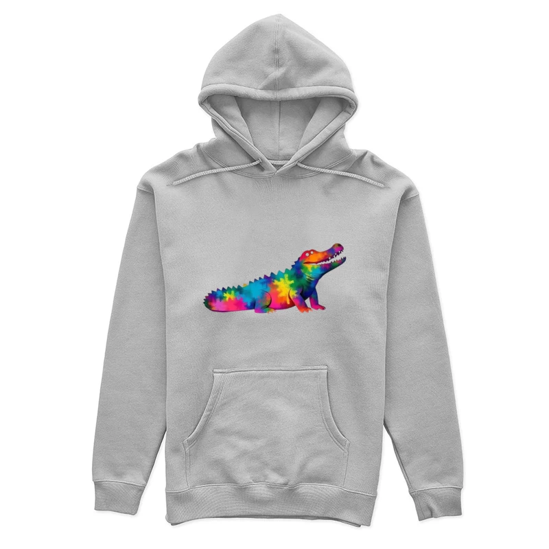 Rainbow Tie-Dye Alligator Illustration Female Pullover Hoodie