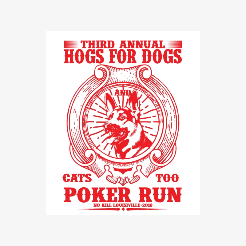 Troisième course poker pour Hogs for Dogs et Cats Too Homme Manches Longues T-Shirt