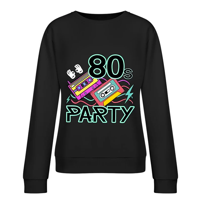 80er Jahre Party mit Kassetten Damen Pullover Sweatshirt