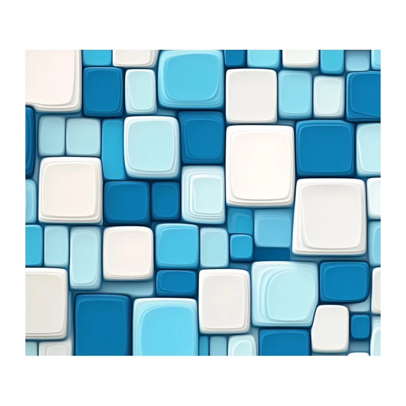 Abstract Blue and White Geometric Mosaic Pattern Tapestry