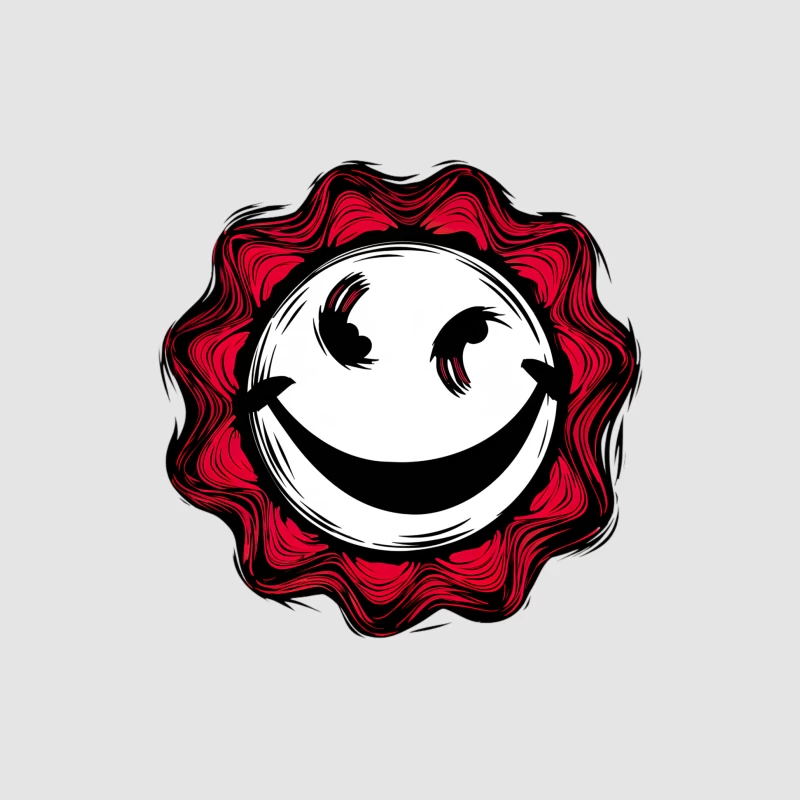 Visage souriant avec un motif à rayons Femme Sweat à capuche