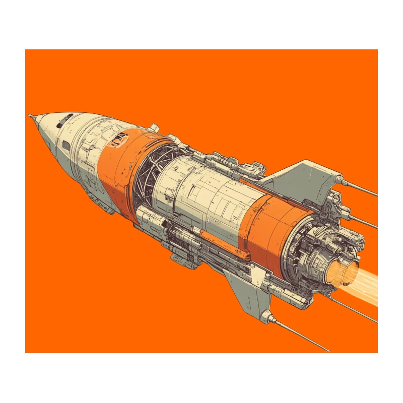 Technical Illustration of Spacecraft Propulsion System Tapestry