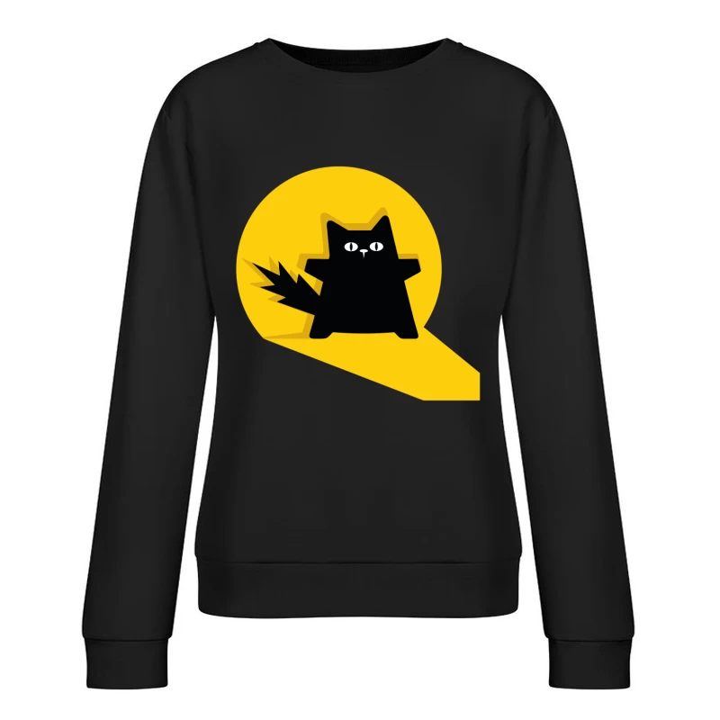 Bold Black Cat Spotlight Female Pullover Sweatshirt