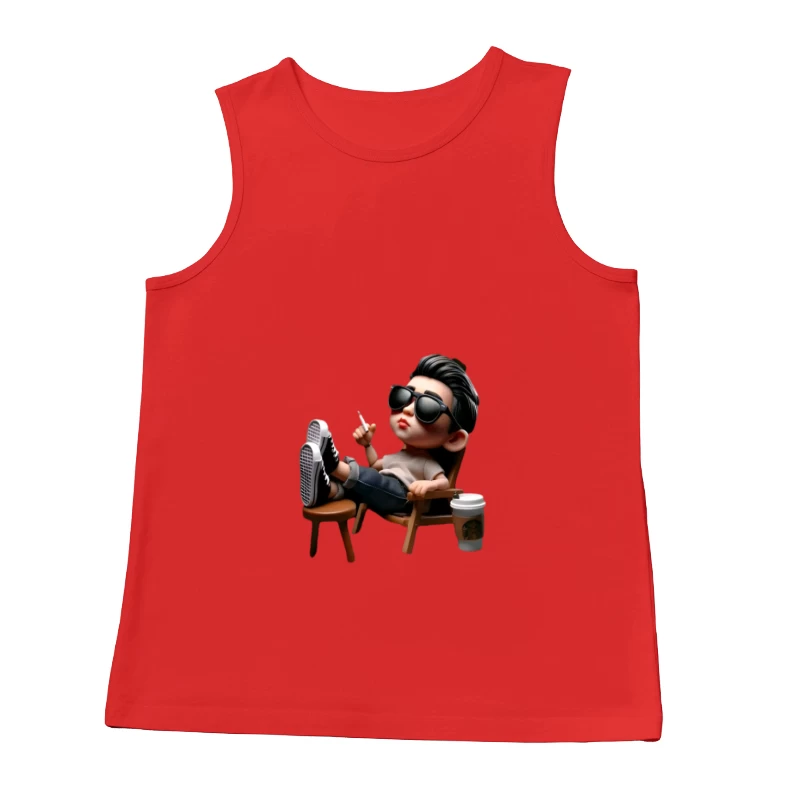 Entspannte Cartoon-Figur im Liegestuhl Herren Tanktops