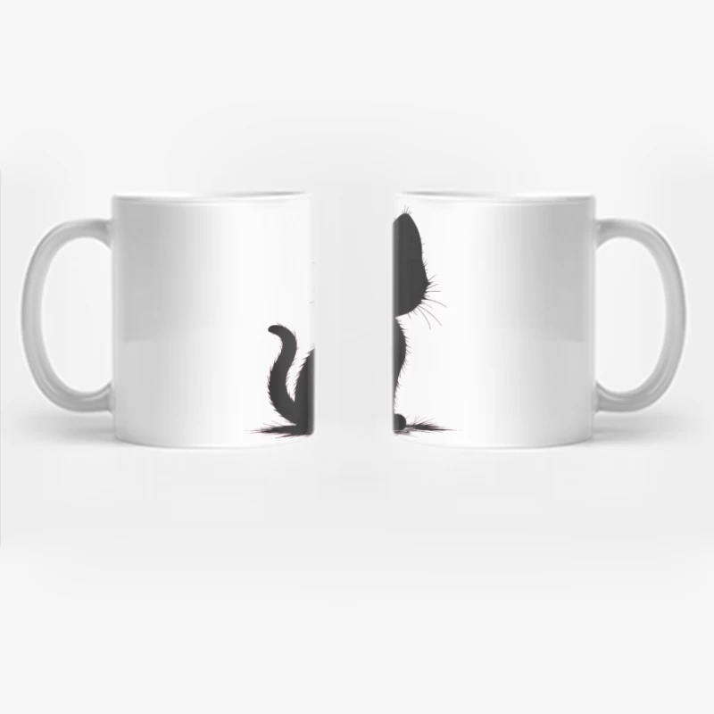 Elegant Black Cat Silhouette Coffee Mug