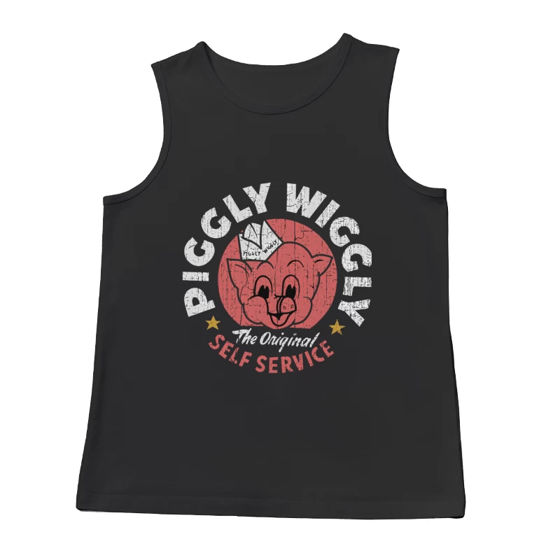 Vintage Pig Self Service Restaurant Logo Design Male Tank Top