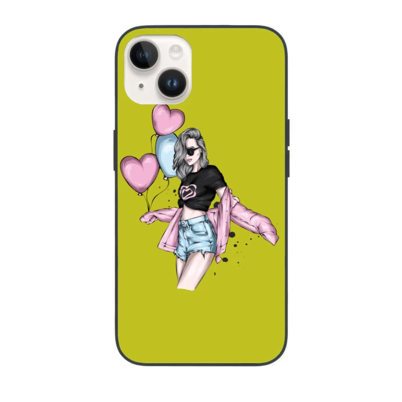 Stylish Girl with Balloons in Summer Fashion iPhone Case