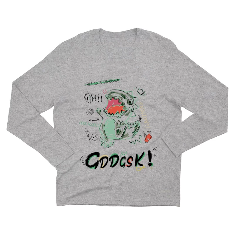 Modischer Dinosaurier mit Krone und Text Herren Langarm T-Shirt