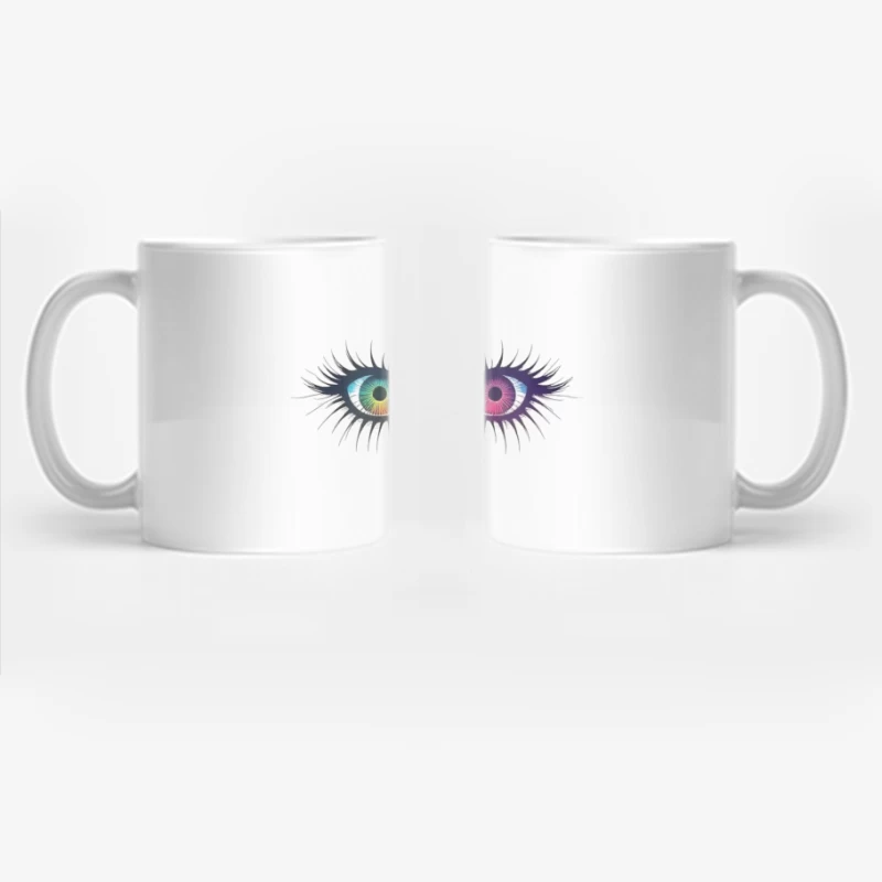 Artistic Illustration of Colorful Heterochromatic Eyes Coffee Mug