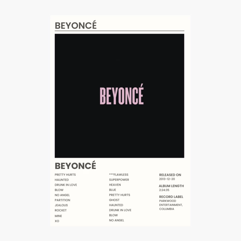 Beyoncé Self-Titled Album Details and Tracklist Cotton Tote Bag