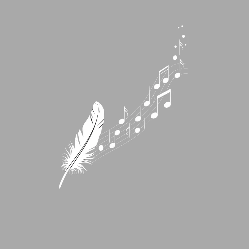 Musical Feather Artistic Minimalist Sketch Female Pullover Hoodie
