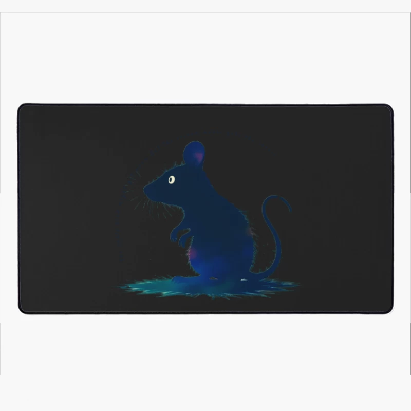 Dark Blue Mouse Silhouette Digital Illustration Desk Mat