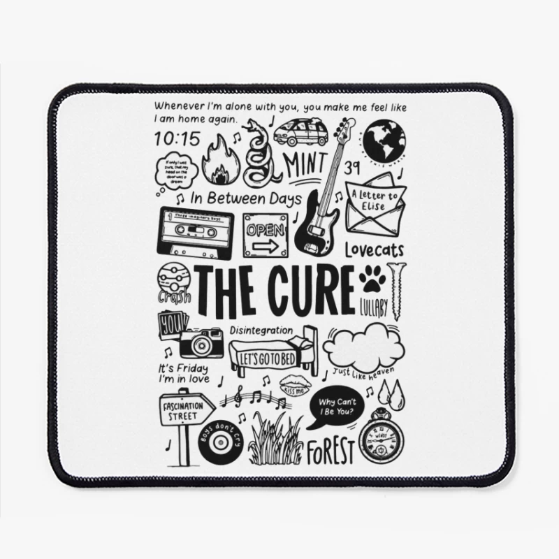 The Cure Band Fan Art Doodle Collection Mouse Pad