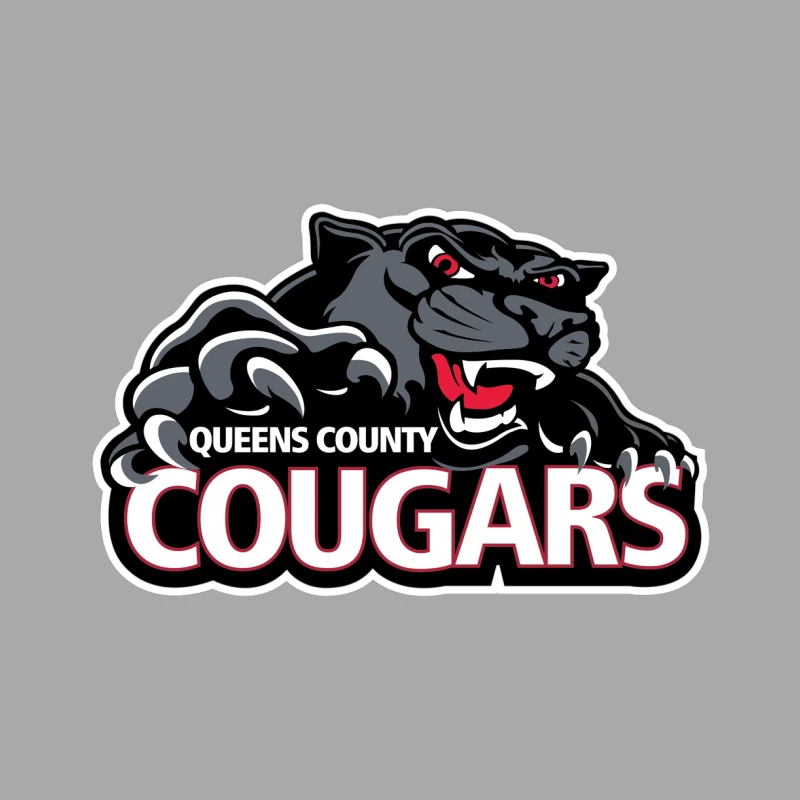 Queens County Cougars Sports Team Logo with Black Cougar Mascot Male Pullover Hoodie