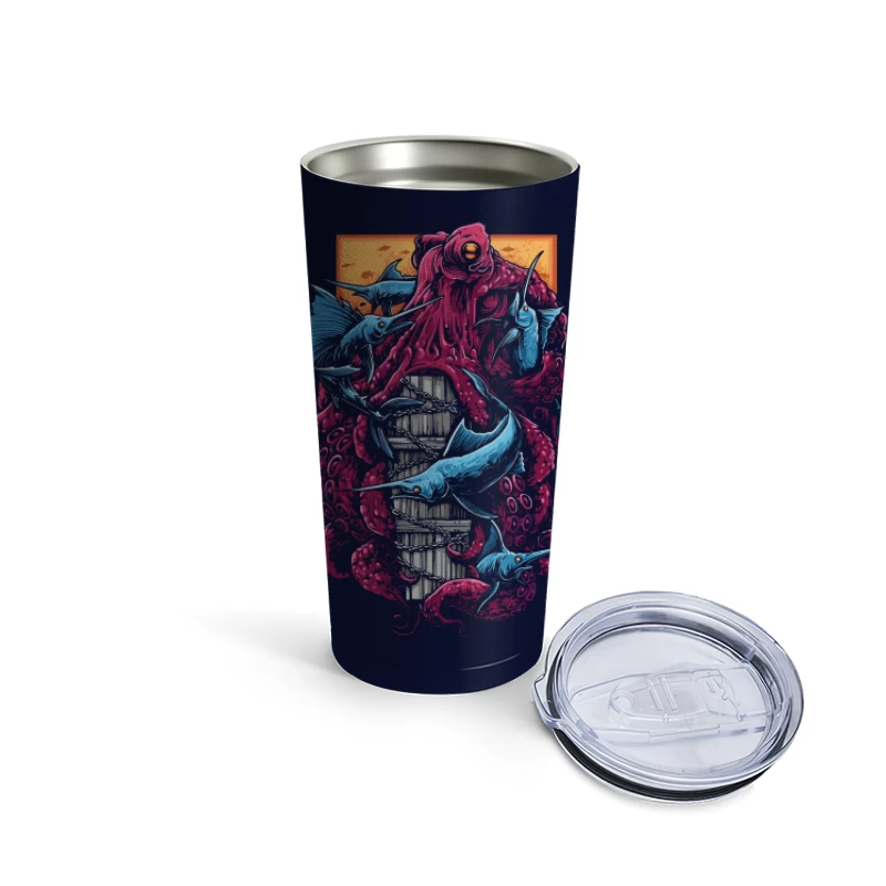 The Crimson Kraken vs. Blue Marlin Travel Mug