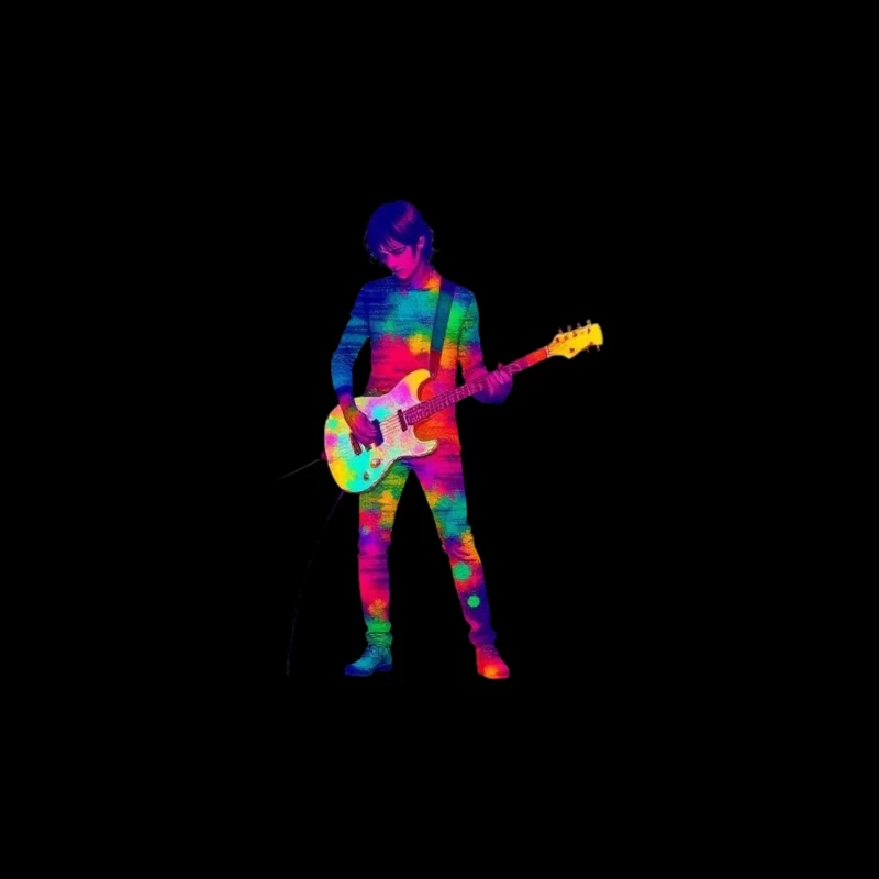 Colorful Musician Playing Electric Guitar Travel Mug