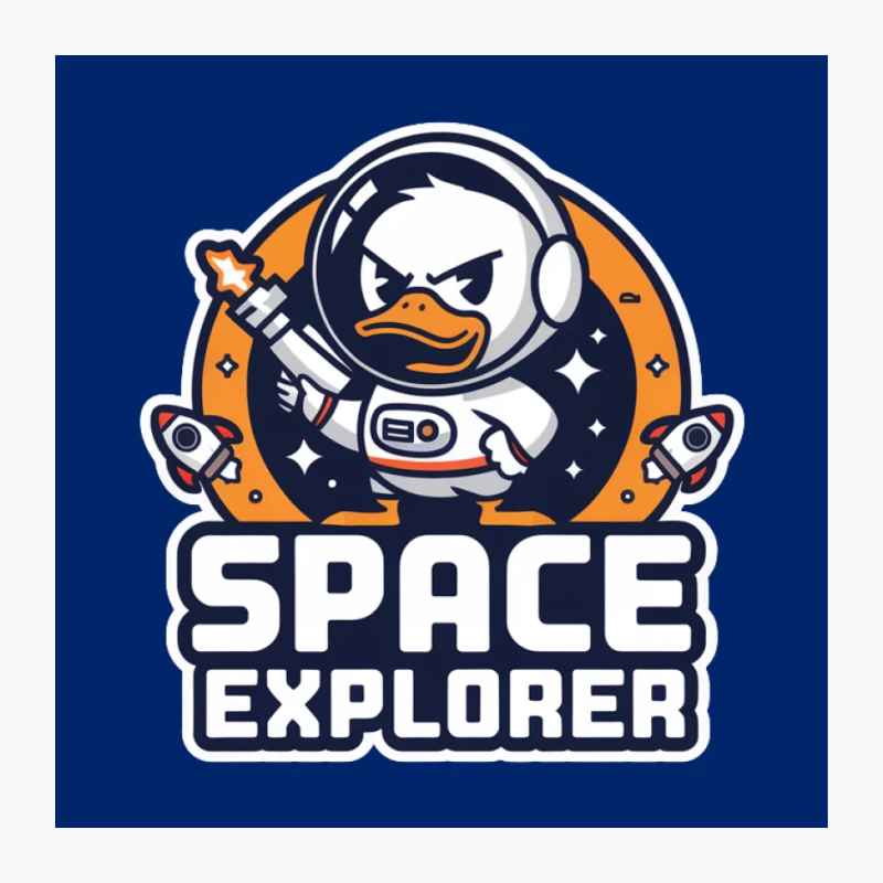 Cute Duck Astronaut Space Explorer Logo Pin