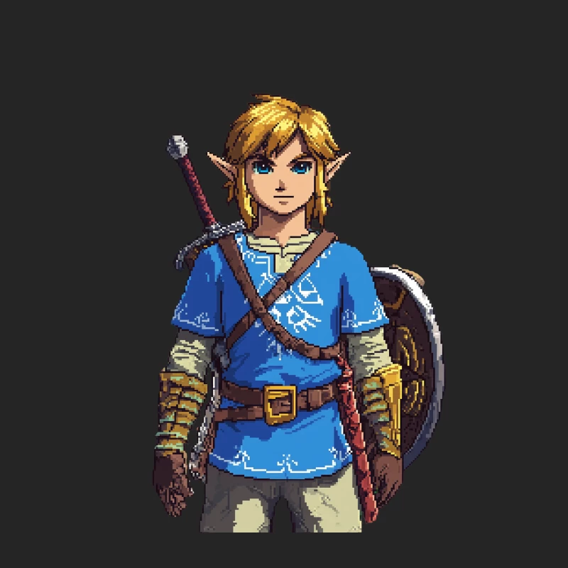 Pixelated Link from The Legend of Zelda in Blue Tunic Female Pullover Sweatshirt