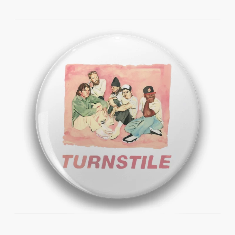 Watercolor Portrait of Hip Hop Group "Turnstile" Pin